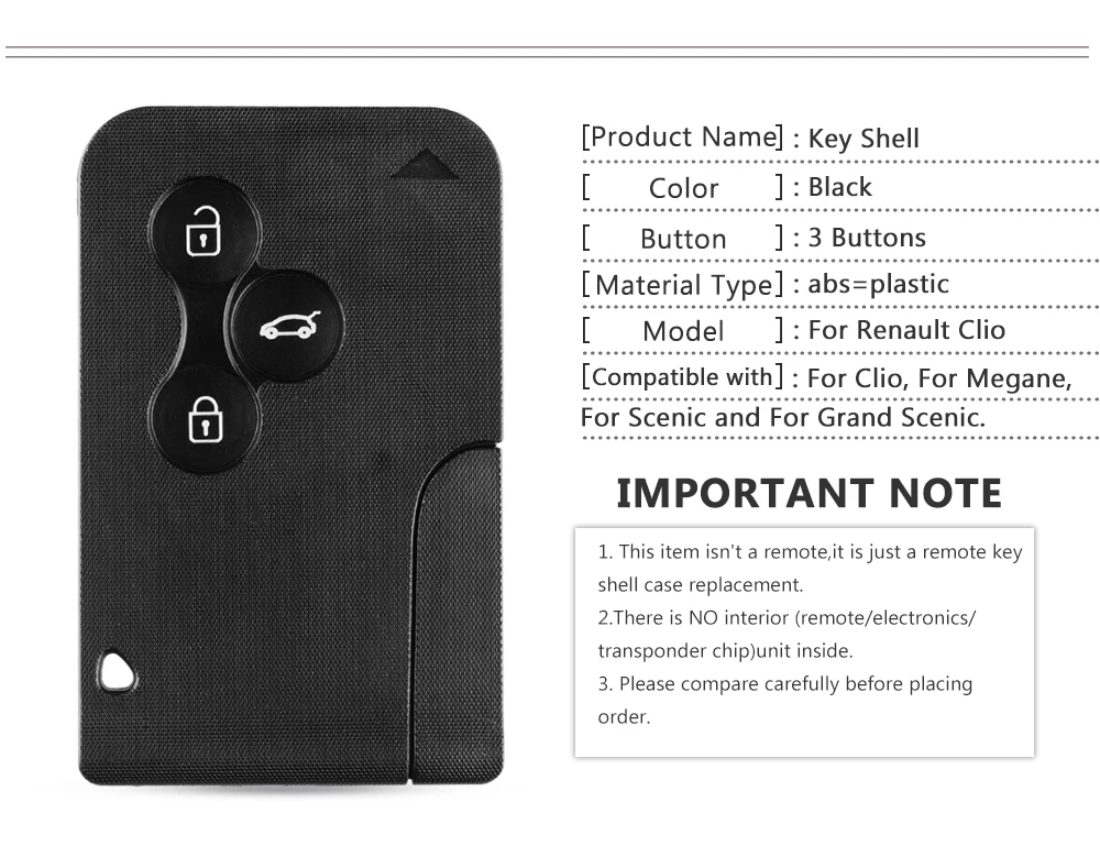 KEYYOU смарт-карта с 3 кнопками для Renault Clio Logan Megane 2 3 Koleos Scenic чехол для карт черный Автомобильный Брелок с маленьким ключом