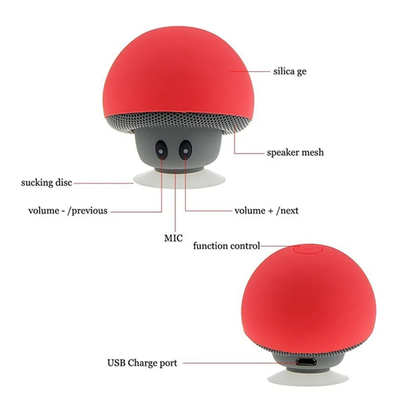 kebidu Universal Wireless Mushroom Bluetooth Speaker Sucker Cup Audio Receiver Music Stereo Subwoofer Mp3 Player Holder Speaker images - 6