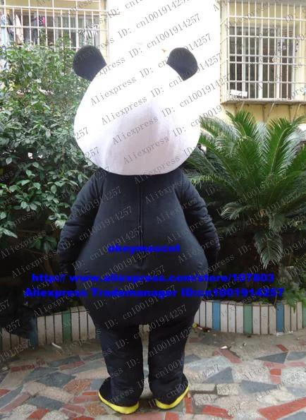 Rare Black White Panda Bear Bearcat Catbear Mascot Costume Cartoon Character Mascotte Adult Laughing Face Pink Tongue Out ZZ117 |