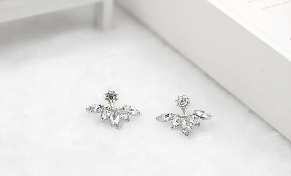 E012-Silver H23 новое сердце из имитации жемчуга кристалл цветок лист Крылья ангела серьги-гвоздики геометрической формы для женщин массивные серьги - Окраска металла: E012-Silver