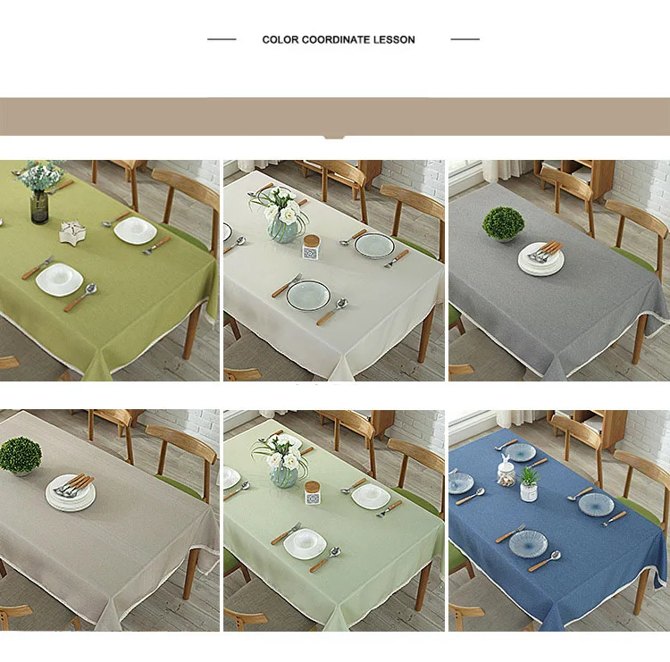 Solid Color Decorative Tablecloth Imitation Linen Lace Table Cloth Dining Table Cover Home Decoration