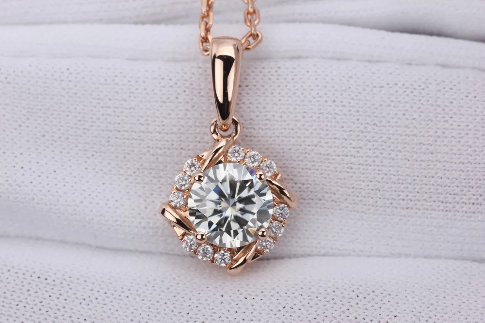 Cheestar Gems 18 k розовое золото женское ожерелье с 6 мм Moissanite женская подвеска ожерелье s