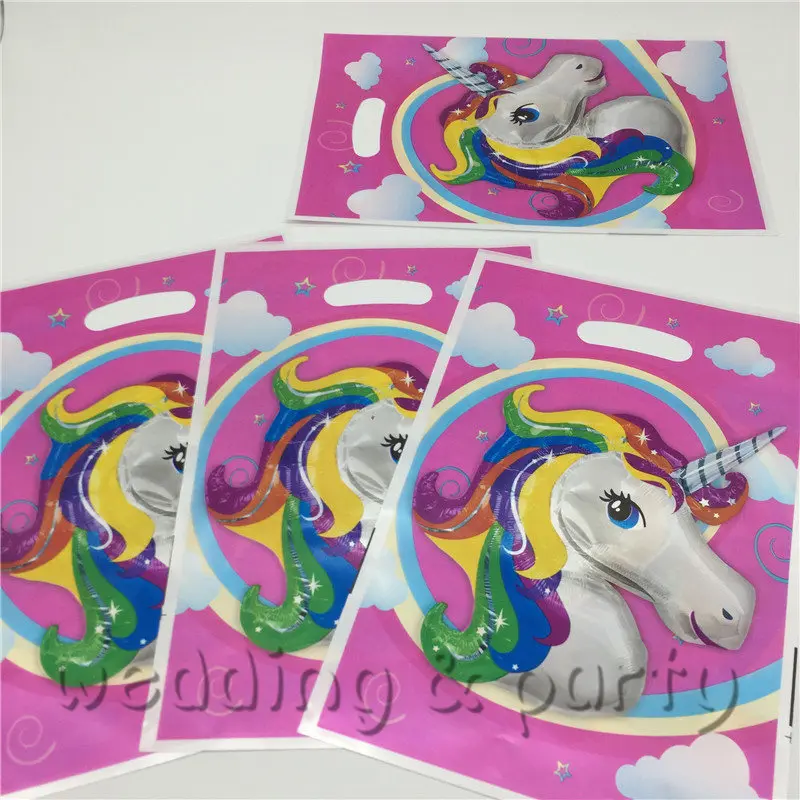 10 шт./партия Подарочная сумка с единорогом пластиковая мультяшная Моана днем