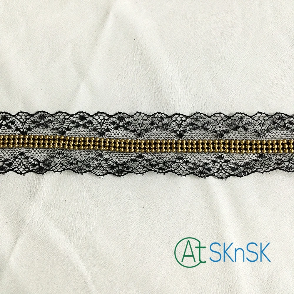 

Newest lace200 yard 4cm width factory supply nigerian dress lace trim african guipure gold beaded lace ribbon DHL shipping
