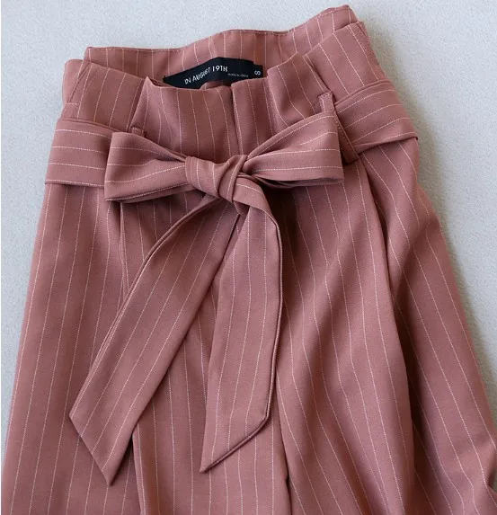 

Fashion Pants Suit Korean Women's Sleeveless White Shirt Chiffon Blouse + Striped Wide Leg Pants Two-piece Summer Women Sets