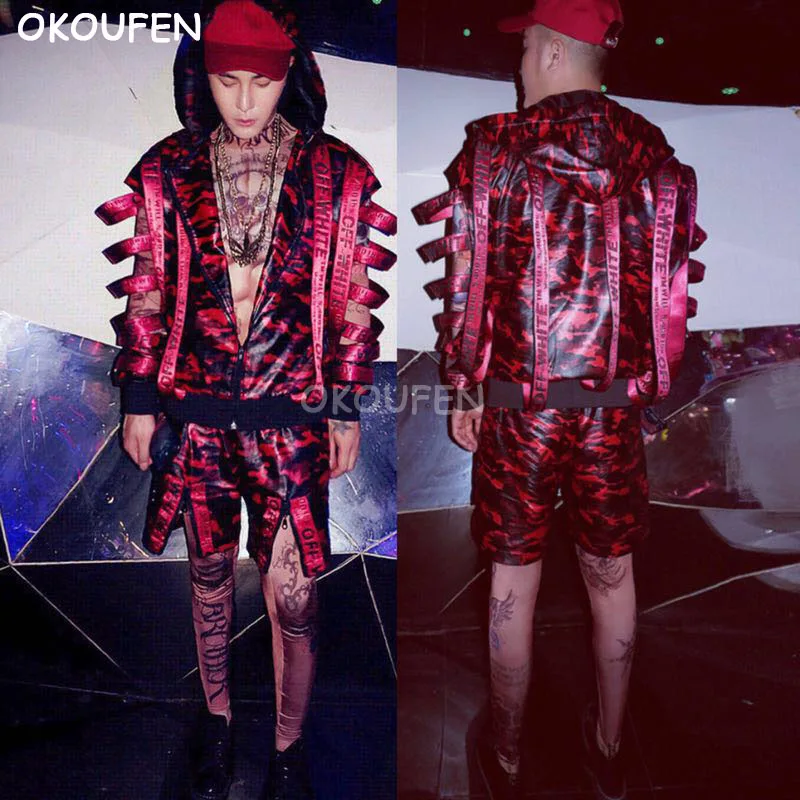 Мужской кожаный костюм в стиле хип-хоп |