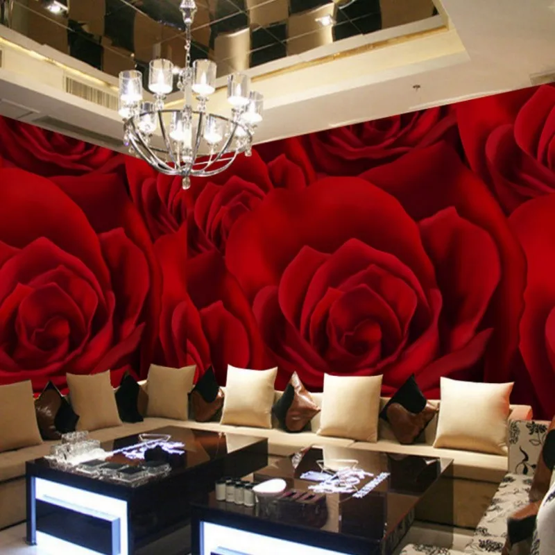 Цветочные обои в стиле Коломак романтические красные розы украшение живопись 3d