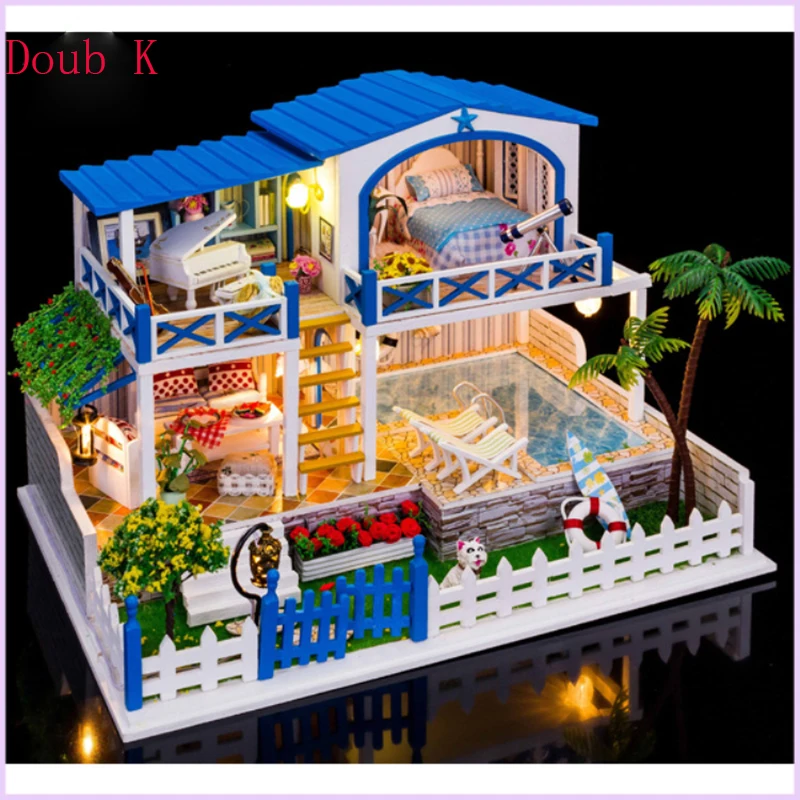 Миниатюрный Кукольный 3d дом Doub k сделай сам Сборная модель блока игрушки