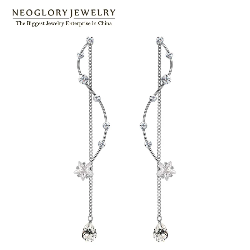 Neoglory стразы длинные висячие Висячие серьги для женщин модное ювелирное изделие