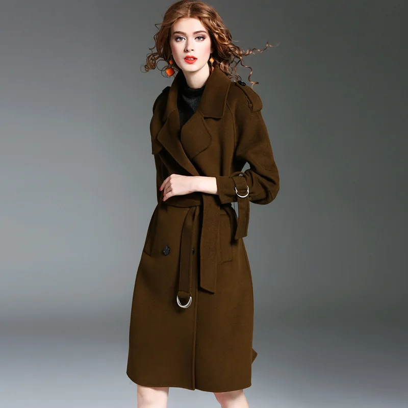 Lemon Gina Women Vintage Double Side Wool Overcoat Winter Design Fashion England Style Long Woolen Coat Cape Casual Outerwear | Женская