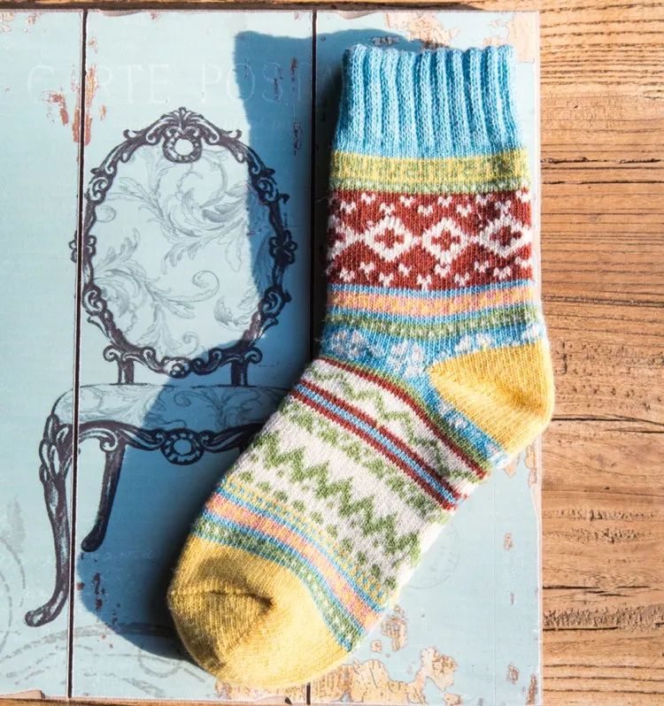 Hipster шерсть кролика носки 5 пар фантазии слепой Для женщин теплые зимние