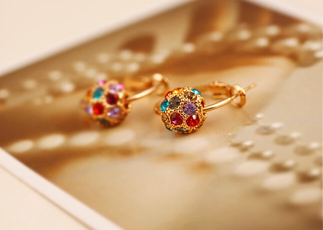 Женские серьги-кольца золотого цвета роскошные круглые серьги с цветными