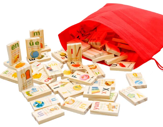 Brand Wooden Chinese Mandarin Phonetic Alphabet Domino Pinyin Children Baby Language Early Learning Educational Toy 90pcs/set | Игрушки и