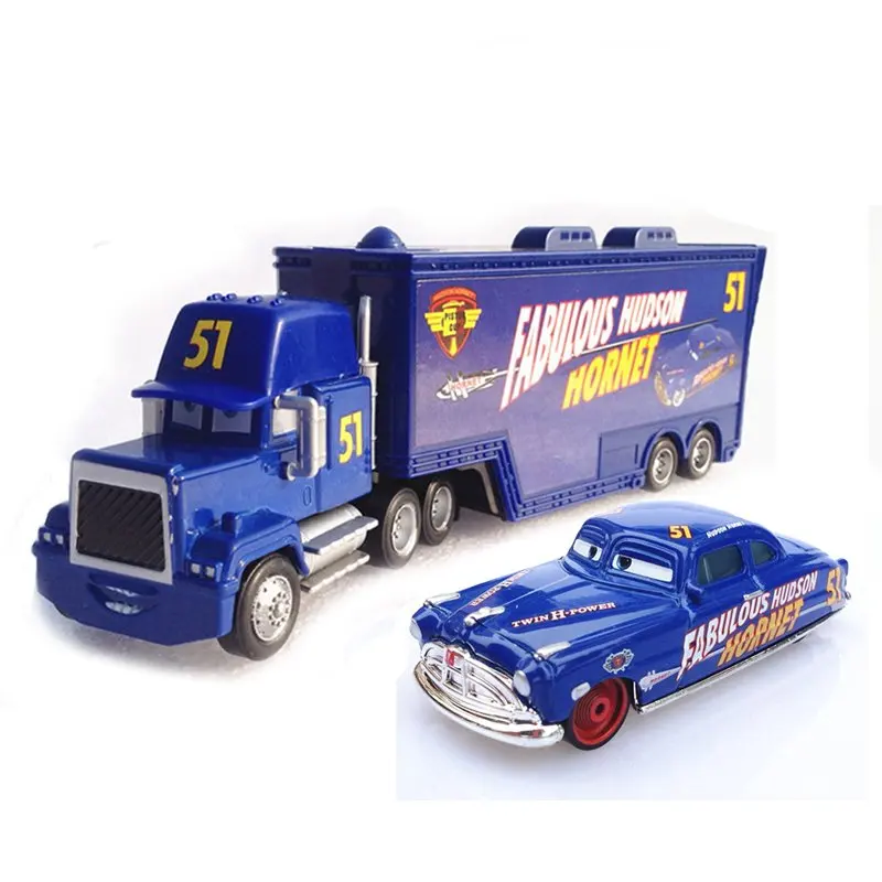 Disney Pixar Cars Lightning Mcqueen 2 шт./лот No.51 Mack Truck & Racer сказочный Hudson Hornet металлический сплав