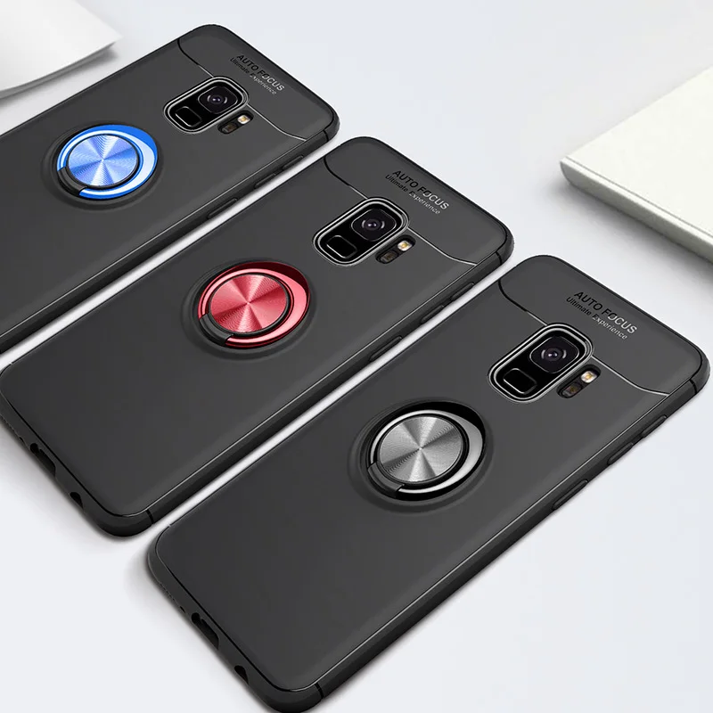 Чехол для Samsung Galaxy S8 S9 PLUS NOTE 8 роскошный ударопрочный держатель колец мягкий TPU