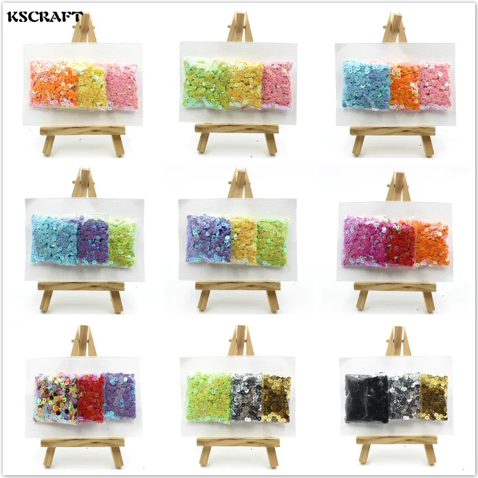 

KSCRAFT 3000pcs/lot 4mm mixed colorful sequins PVC Flat for DIY Card Making Craft Color Collection