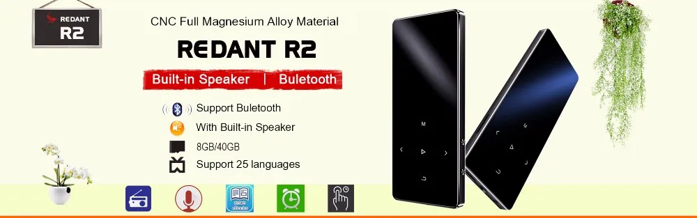 MP3 плеер bluetooth 4,2 динамик сенсорные клавиши hi fi fm радио мини USB mp3 Спорт MP 3 HiFi музыкальный плеер портативный металлический walkman 8G