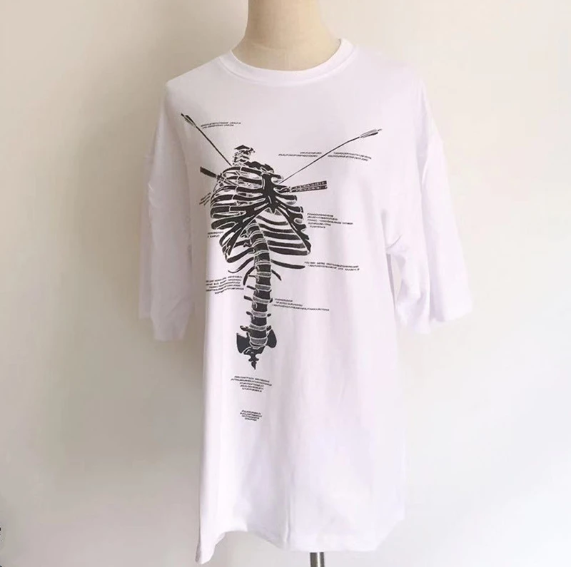 Женская хлопковая Футболка с принтом черепа в уличном стиле|Футболки| |