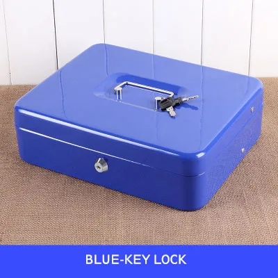Blue Key Lock Портативный сейфы кассовый ящик для денег ключ замок/Пароль замок безопасный замок многоуровневый лоток безопасности ящик для хранения размер 30x24x9 см - Цвет: Blue Key Lock