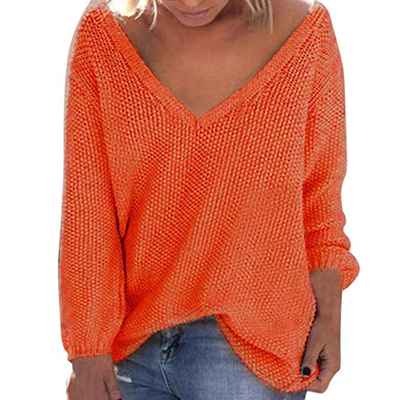 

ADEWEL Autumn Winter Fashion Women Coats Long Sleeve V Neck Casual Clothes Loose Solid Coat 2019 Casual Sweater Women Streetwear