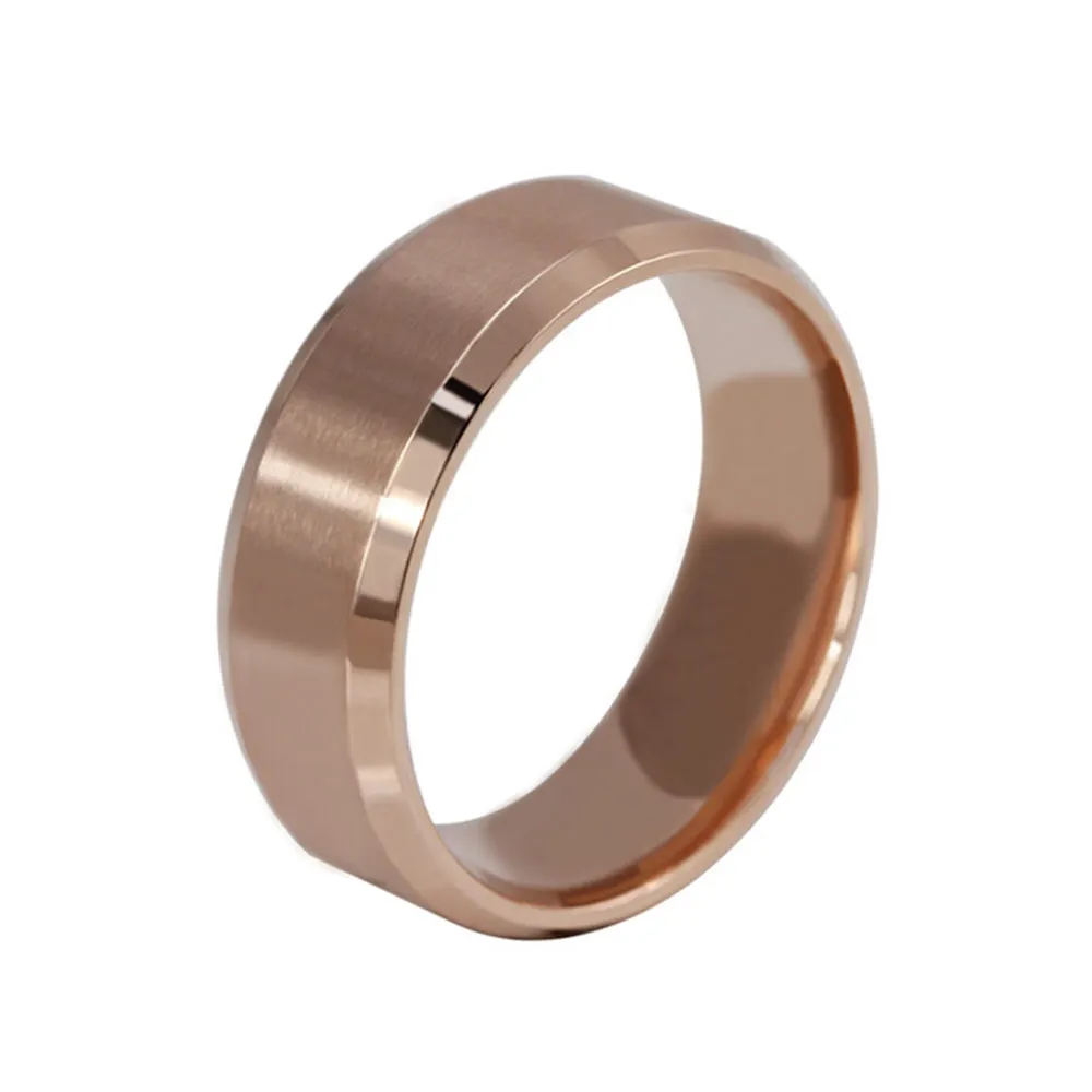 Rose gold JHSL простые 8 мм 316L нержавеющая сталь мужские кольца синий черный золотой цвет модные украшения Размер 5 6 7 8 9 10 11 12 13 14 - Цвет основного камня: Rose gold