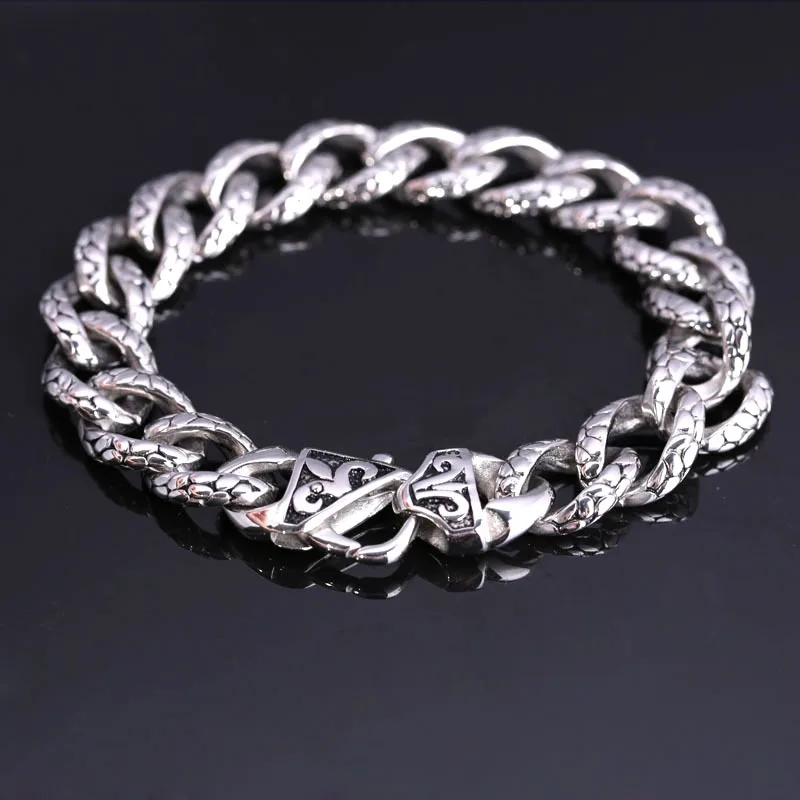 Мужской браслет из нержавеющей стали 316L кубинские цепочки серебристого цвета