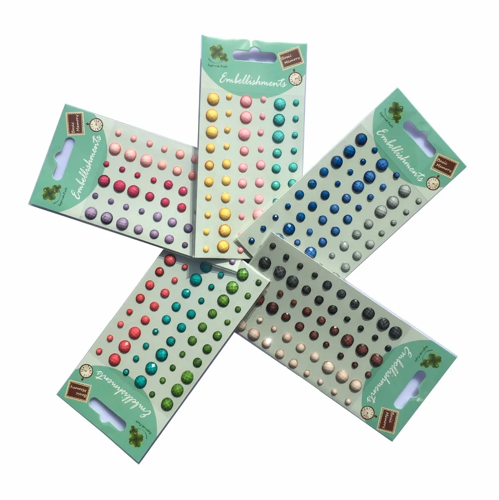 

(Packs of 25) Adhesive Faceted gem stones 54pcs / 3colors mix rhinestones gems scrapbook stickers