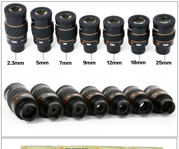 Окуляр Celestron X-CEL LX 2,3 мм 5 мм 7 мм 9 мм 12 мм 18 мм 25 мм широкоугольный телескоп 60 градусов планетарный окуляр туманности 1,25"