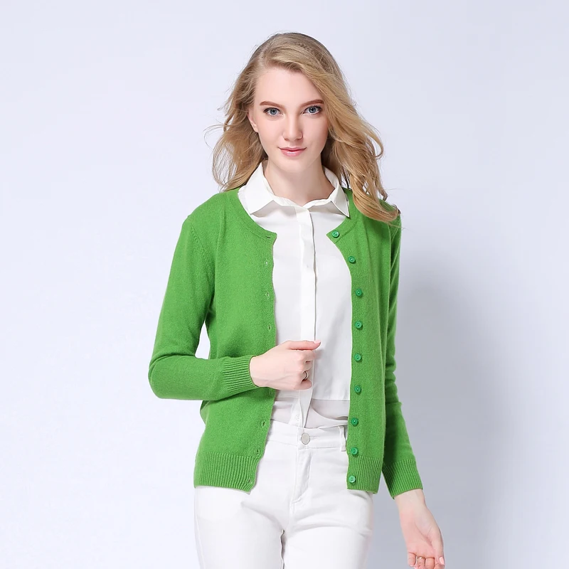Ladies 2016 New Fashion Long Sleeve Cashmere Cardigan For Women Spring Autumn Knitted Crewneck Slim Sweater Female Tops |