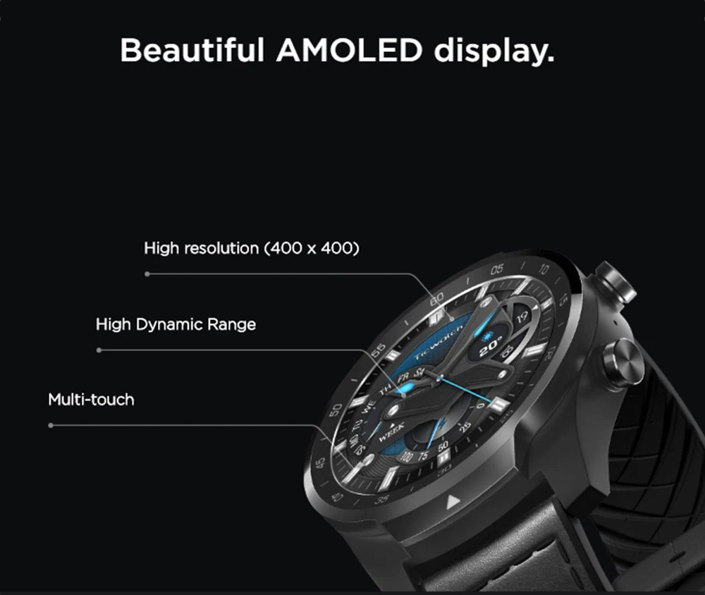 Global Ticwatch PRO Android носить NFC Google Pay gps Смарт часы IP68 Водонепроницаемый AMOLED дисплей smartwatchs для мужчин