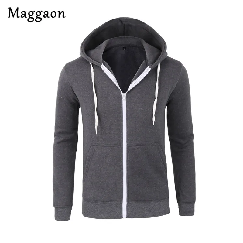 2018 New Men Hoodies Hombre Brand Leisure Zipper Jacket Long Sleeve Solid Color Hooded Sweatshirt Slim Fit Hoody | Мужская одежда