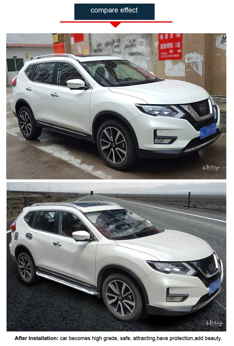 Боковая подножка автомобиля для Nissan X trail Rouge 2017 2020 алюминиевый сплав + ABS