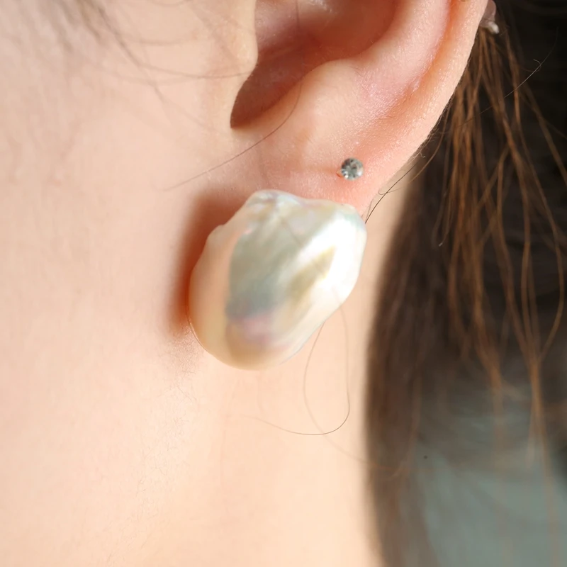 Серебряные серьги гвоздики с натуральным пресноводным жемчугом|stud earrings|earrings
