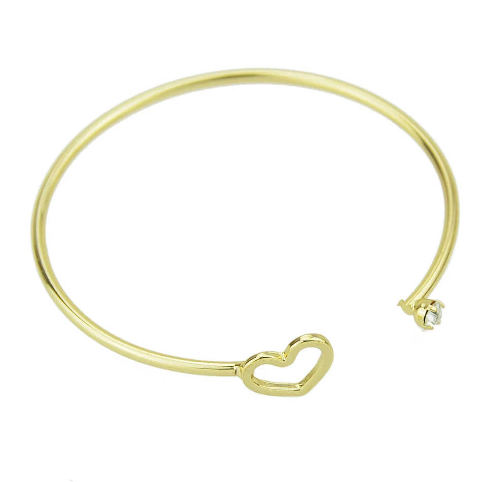 Минималистский Браслеты золото-Цвет с любовью сердце украшения открытым манжеты