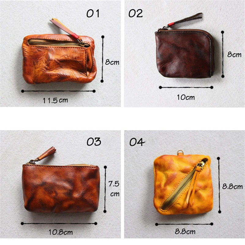 Кошелек мужской из натуральной кожи винтажный маленький бумажник на молнии
