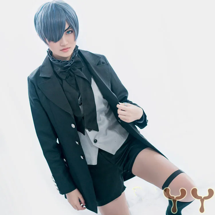 Костюм для косплея Kuroshitsuji Sky Phantomhive Cos костюм демона аниме черный Батлер с кольцом