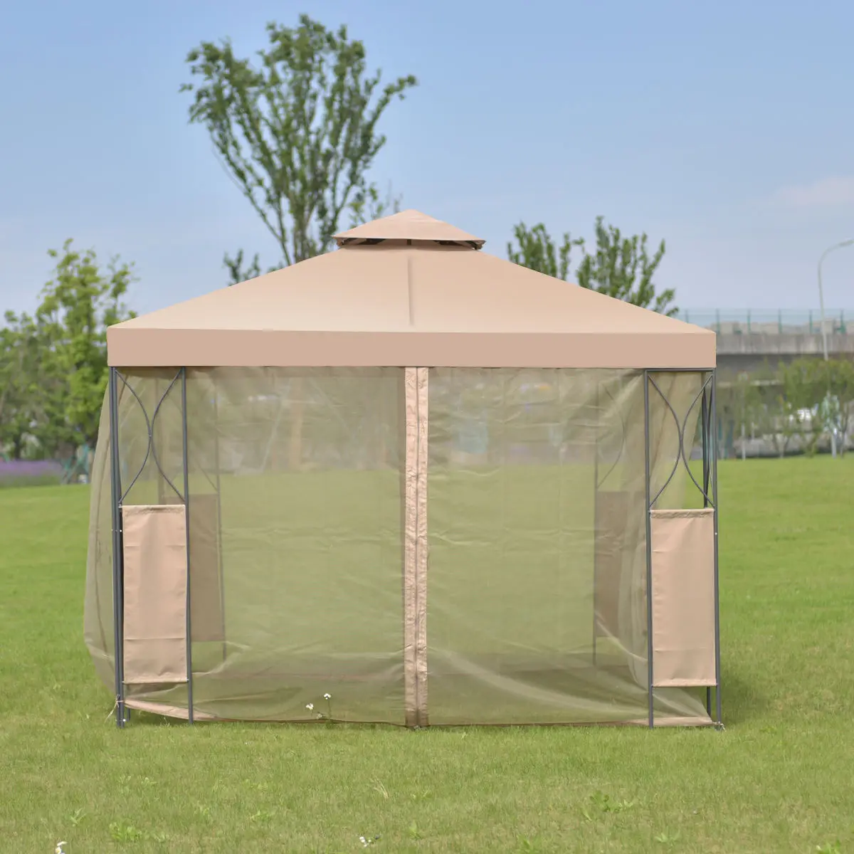 Goplus 2 х уровневые 10 'X10 'Gazebo навес тент укрытие Сталь рамка садового сарая патио