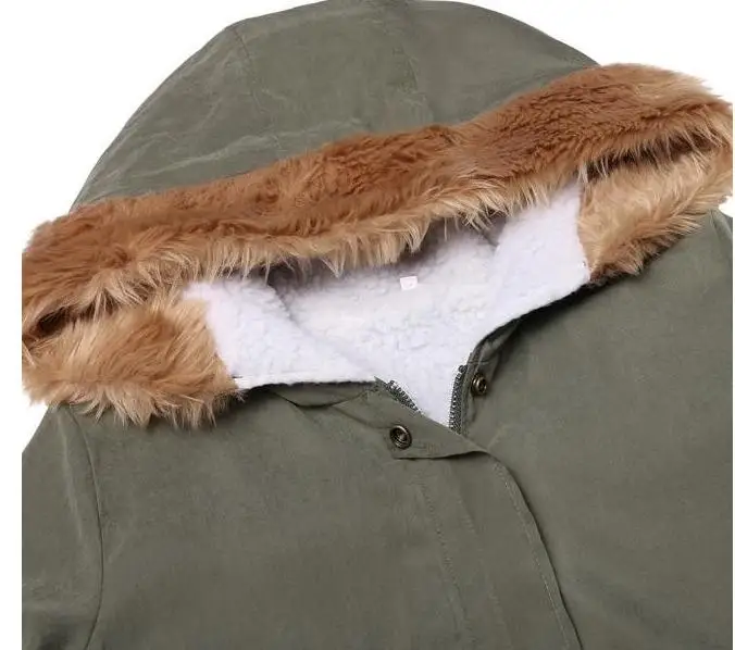 2017 корейские модные женские зимние пальто армейский зеленый воротник из