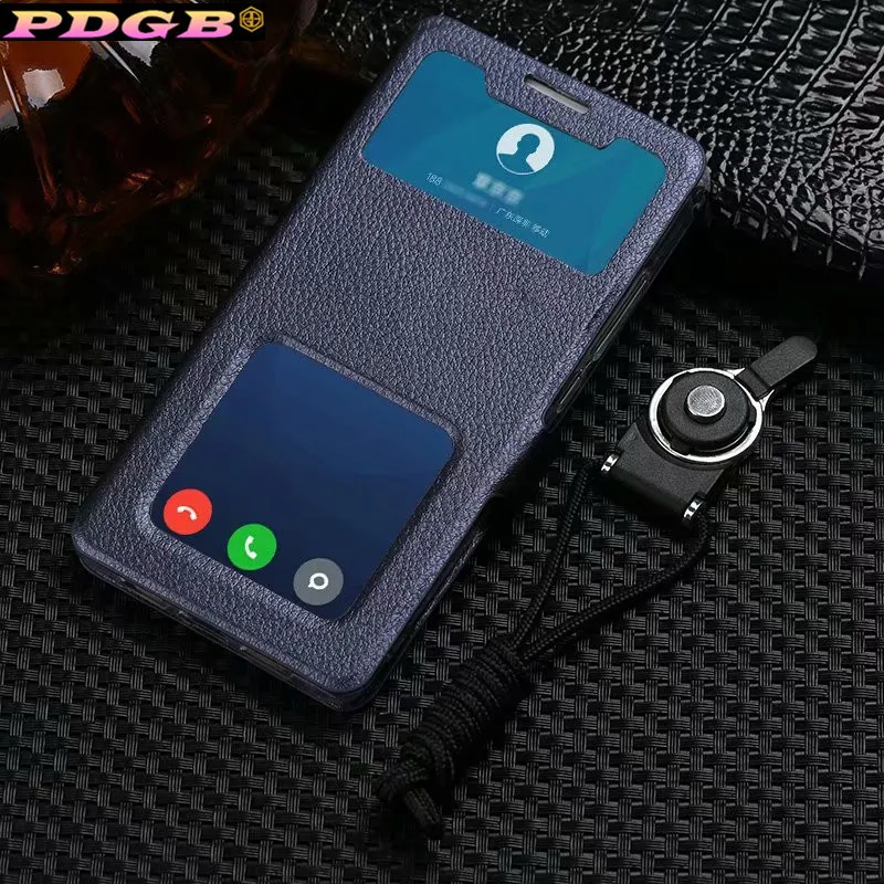 Деловой кожаный чехол с двойным окошком для Xiaomi Mi 8 SE Mi8 6X Mi6X A2 оригинальный