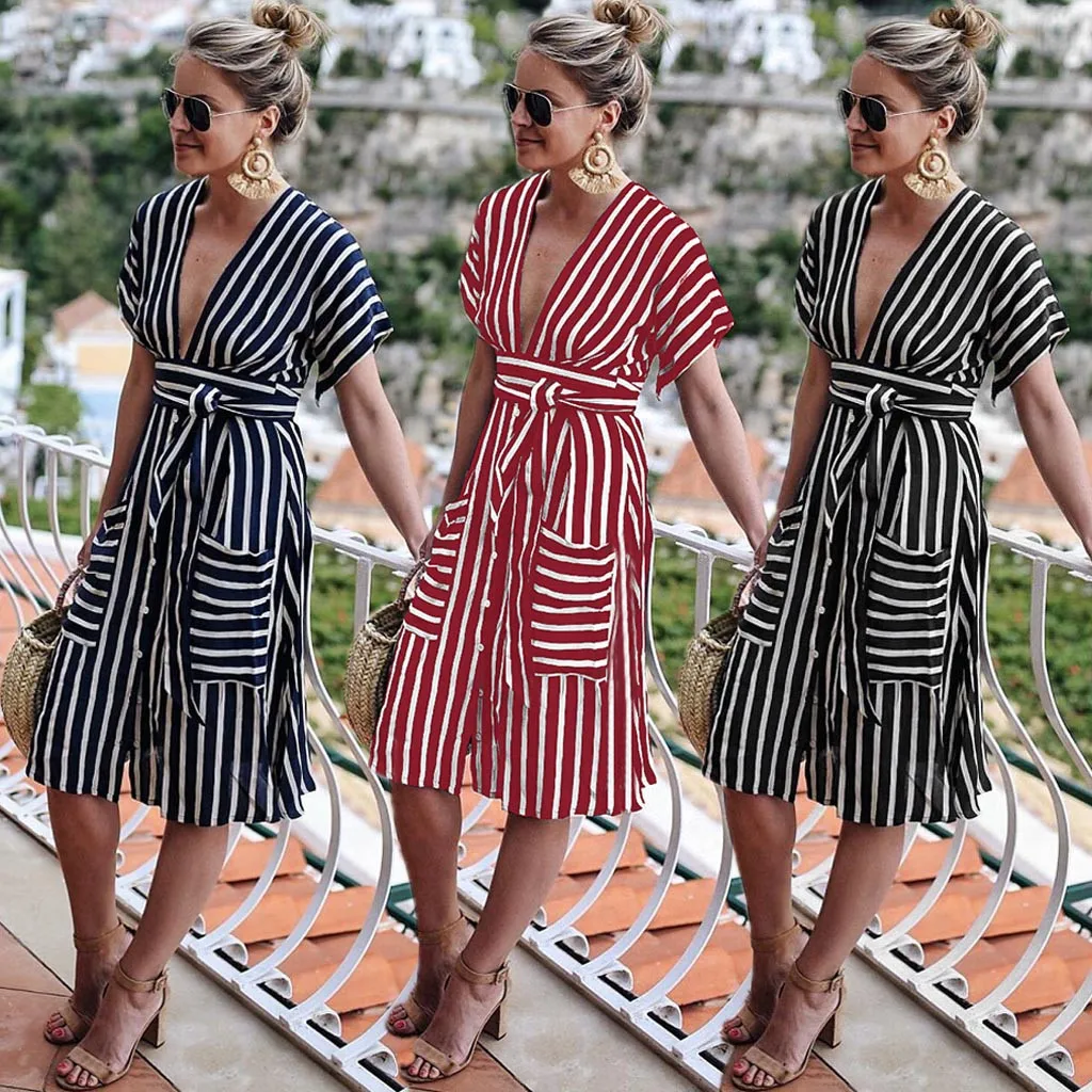 Robe femme женские летние платья платье с карманами мешковатое v образный вырез