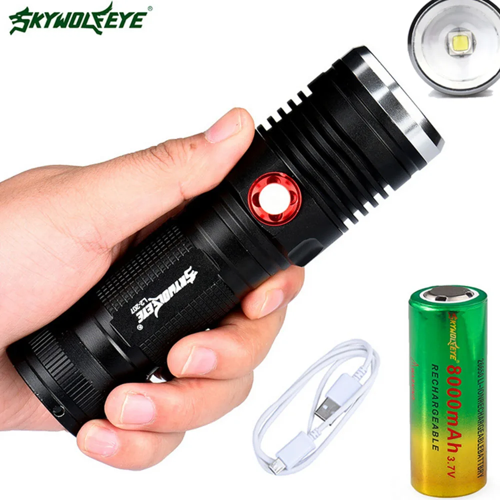 

Zoomable LED Flashlight 18650 26650 Torch Waterproof Flashlight chargeable XML L2 10000 lumen Light Camping hunting