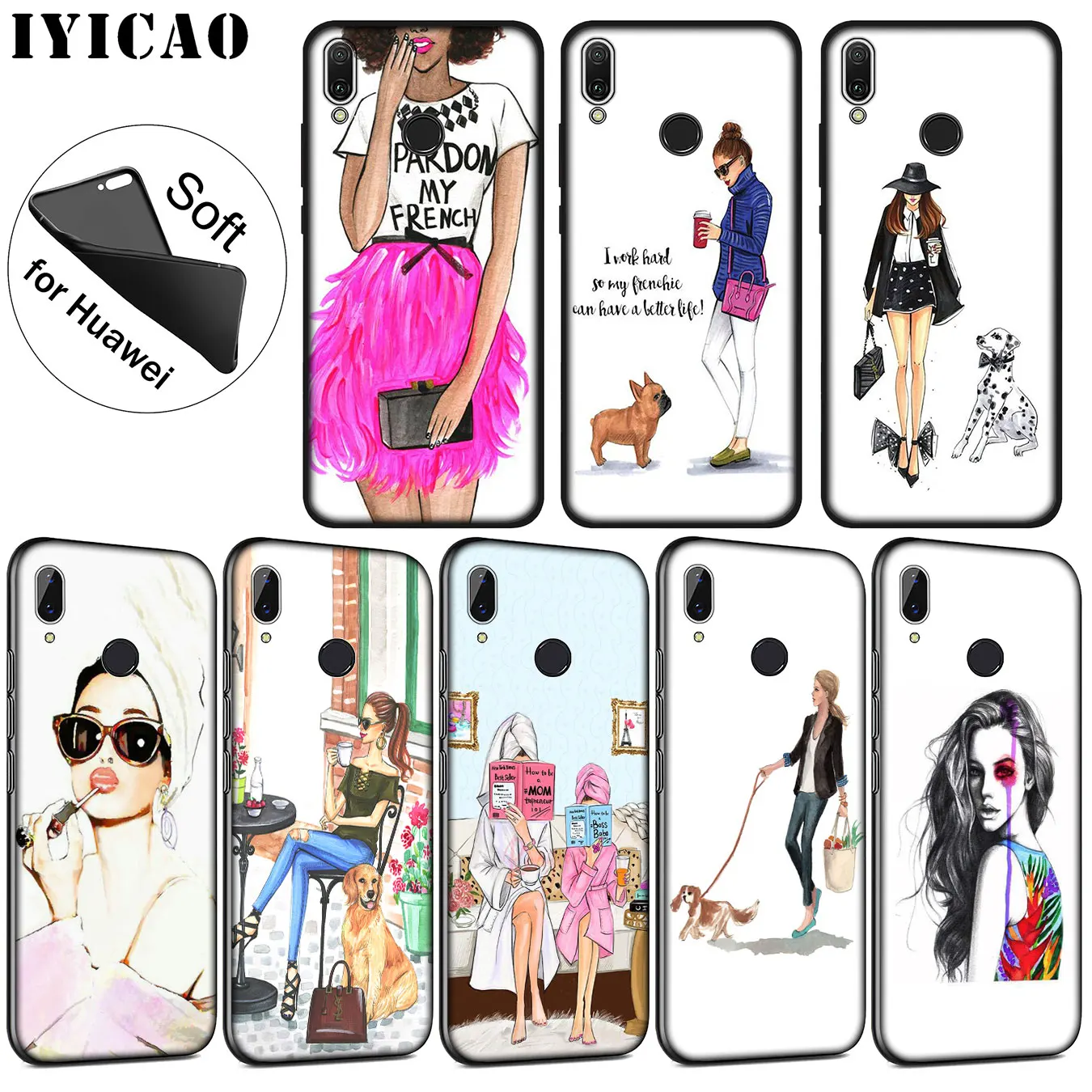 IYICAO мягкий тонкий чехол для мамы и дочки Huawei P30 P20 Pro P10 P9 P8 Lite Mini 2017 2016 P smart Z 2019 |