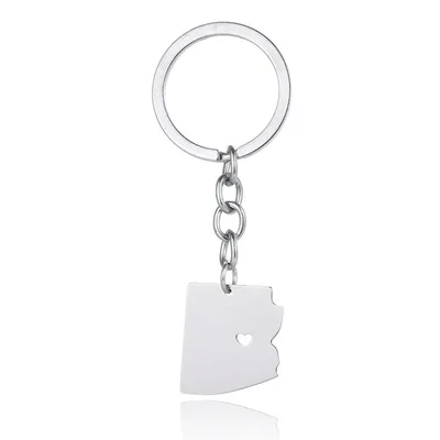 

Elfin New Stainless Steel Arizona Map Keychain Silver Color Car Bag Arizona Keyring Map Jewellery Gift