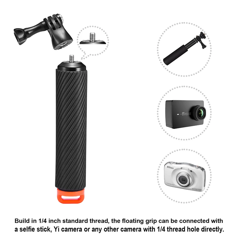 Силиконовая ручка ORBMART плавающая с винтом и шнурком для камеры Gopro Hero 8 7 4 3 2 Xiaomi Yi 4K