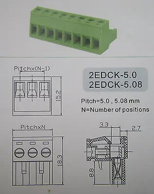 20 шт. разъёмы для клеммной колодки 5 08 мм|terminal block|terminal block pluggablepluggable terminal |