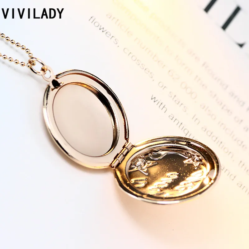 VIVILADY модная звезда кристалл эмаль кулон фото рамка медальоны ожерелья женские