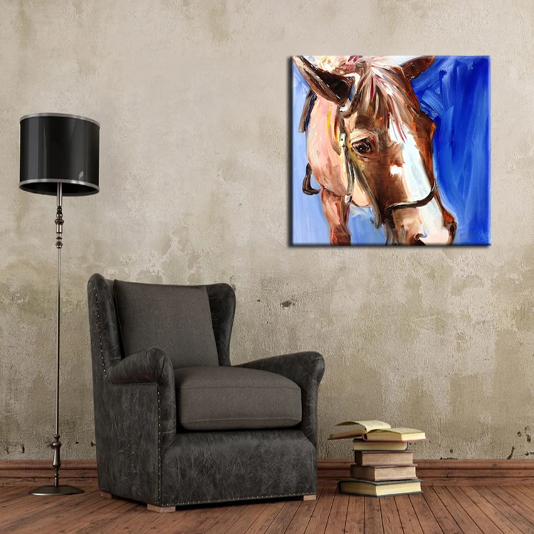 Ручная роспись высокое качество абстрактная живопись головой лошади на холсте
