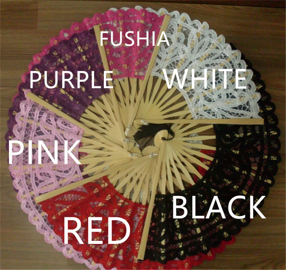 7 цветов ретро кружевная отделка Бамбуковая стандартная веер для танцевальной