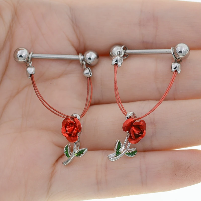 2 шт./лот креативные кожаные кольца с красной розой для пирсинга сосков Mamilo