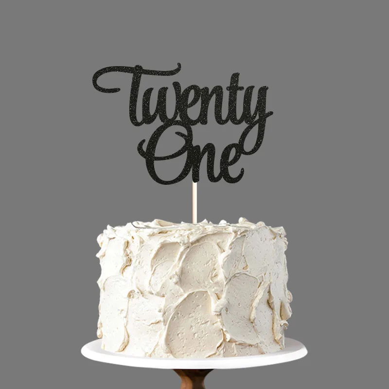 Black Двухсторонняя Золотая блестящая бумага-Twenty One Топпер для торта Happy 21st топперы для торта на день рождения украшения торта украшения для торта на день рождения - Цвет: Black